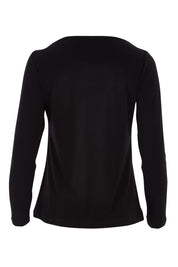 Product shot of The Boat Neck Top in colour Black (Black), from the back
