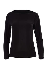 Product shot of The Boat Neck Top in colour Black (Black), from the front