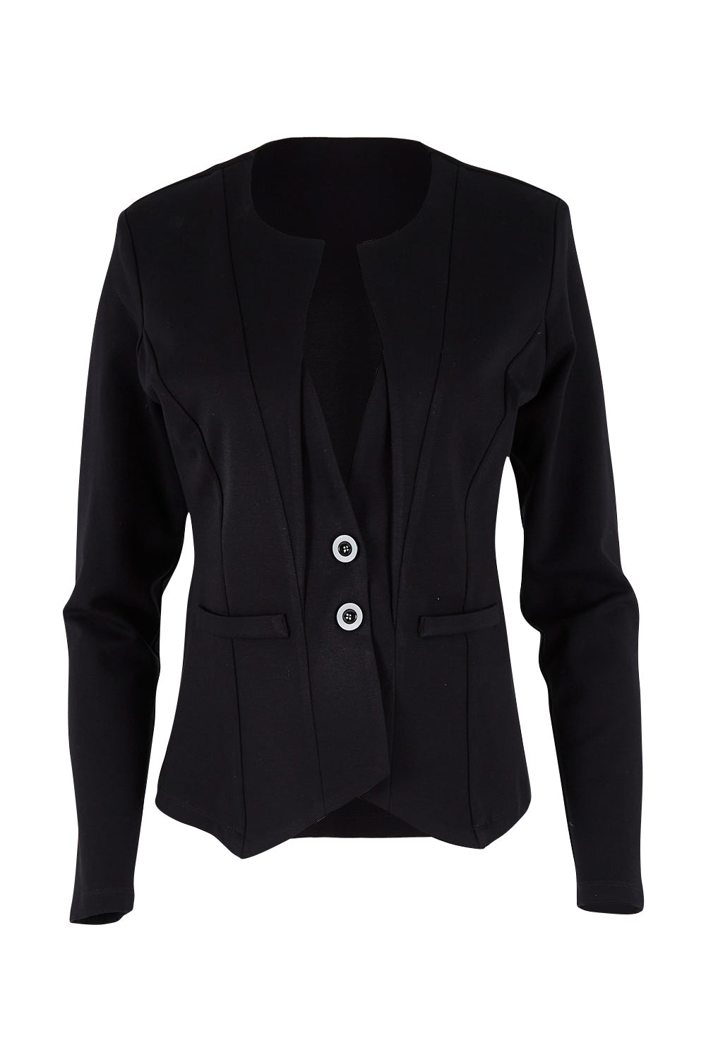 Product shot of The Define Ponte Jacket in colour Black (Black), from the front