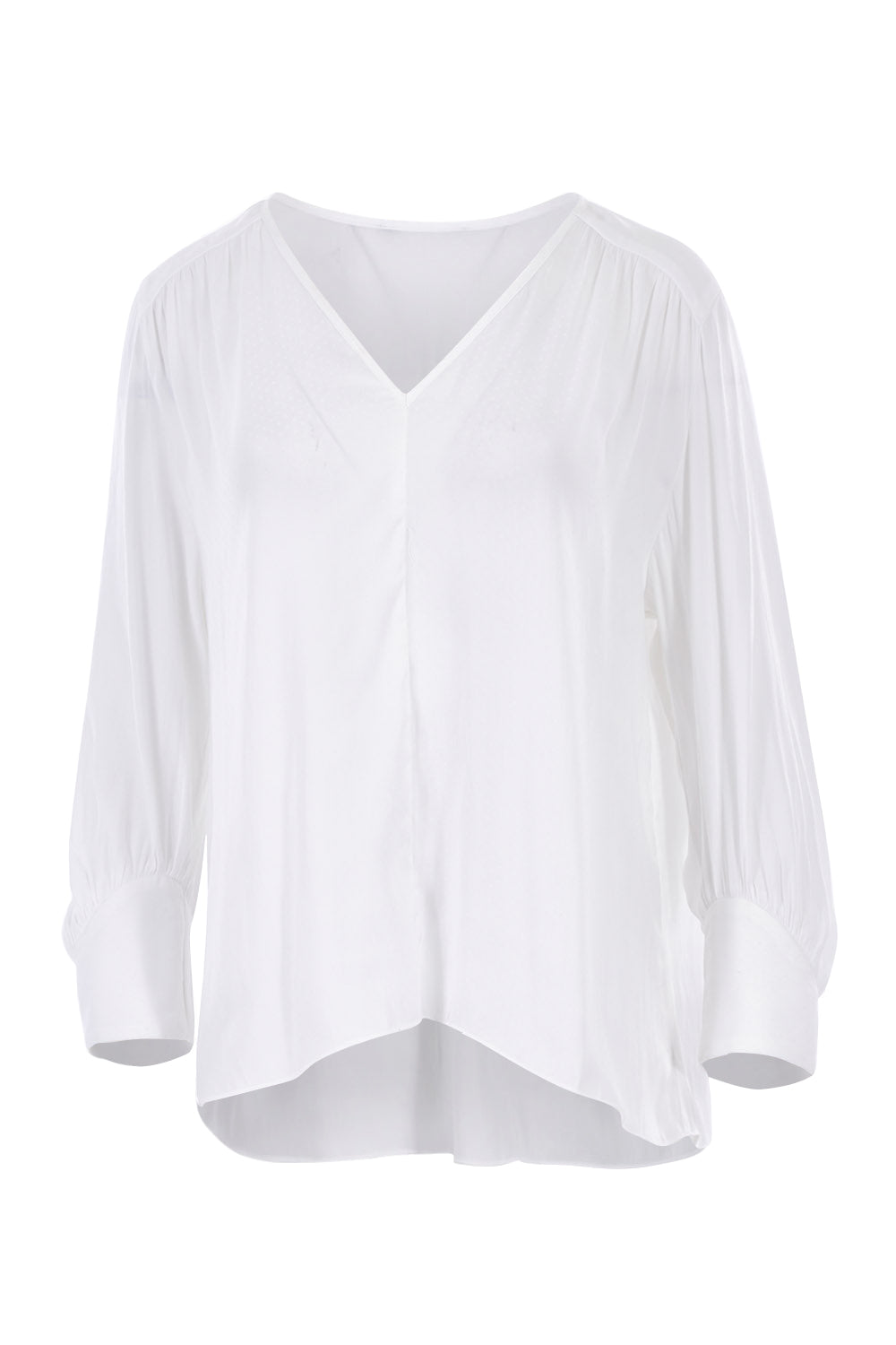 Product shot of The Luxe Dobby Blouse in colour White (White), from the front