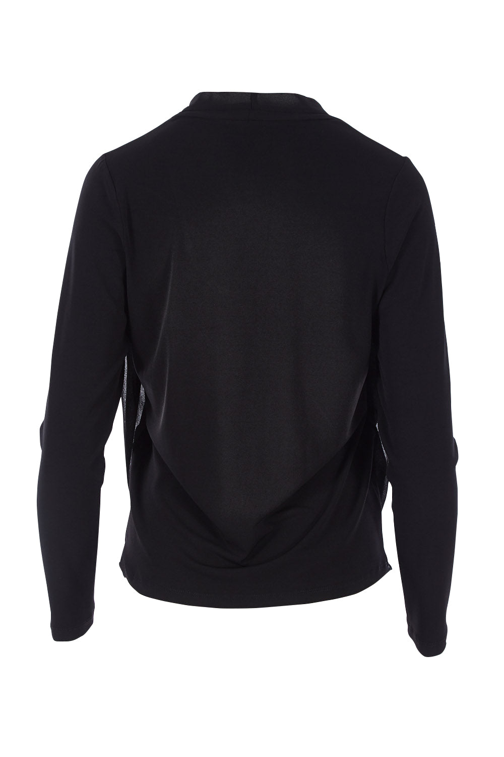 Product shot of The Faux 2 Piece Crossover Top in colour Black (Black), from the back