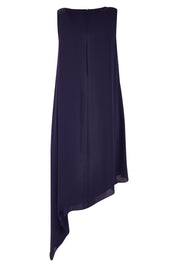 Product shot of the By Design in colour Slant Hem Dress - Navy (Blue), from the back