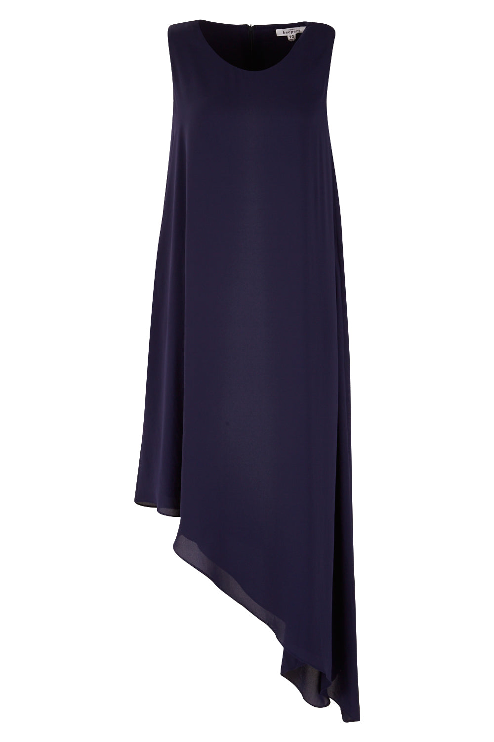 Product shot of the By Design in colour Slant Hem Dress - Navy (Blue), from the front