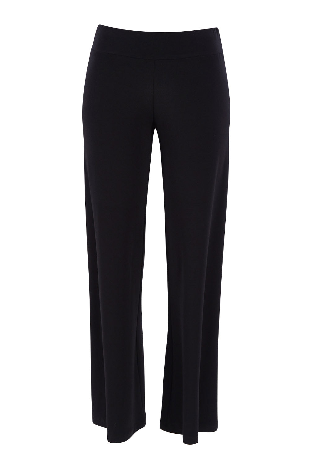 Product shot of The Wide Waistband Basic Pull On Pant in colour Black (Black), from the front