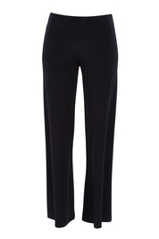 Product shot of The Wide Waistband Basic Pull On Pant in colour Black (Black), from the front