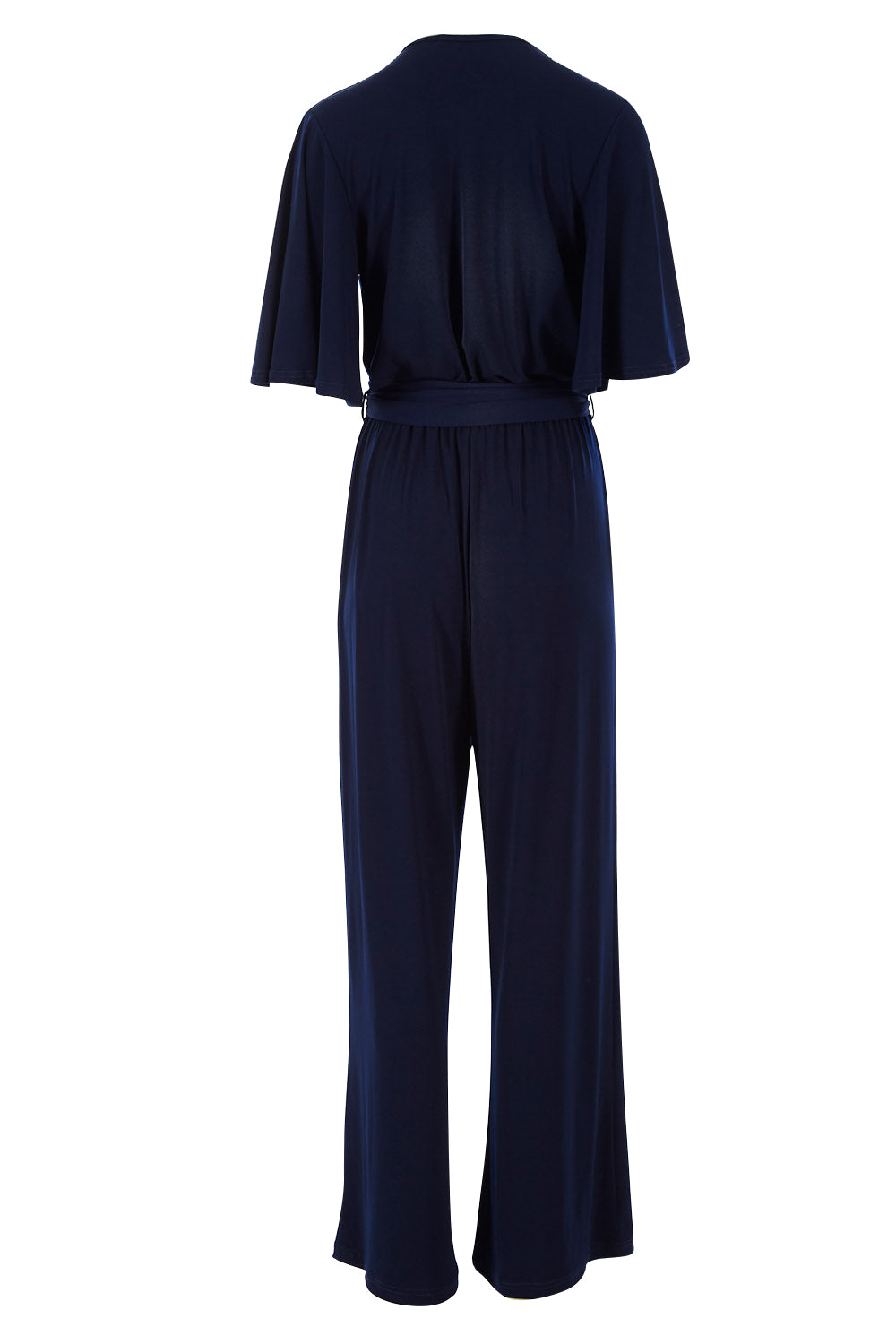 Product shot of The Bell Sleeve Jumpsuit in colour Navy (Blue), from the back