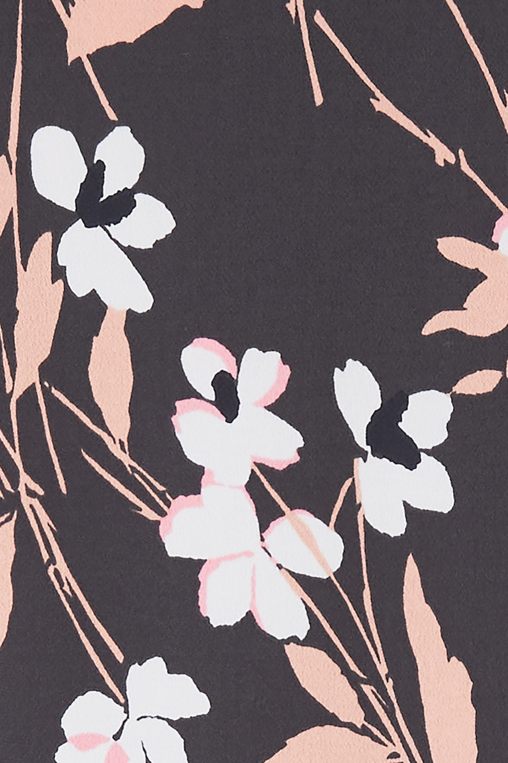 Product shot of The Printed Short Sleeve Rita Dress in colour Blooms (Grey), detail