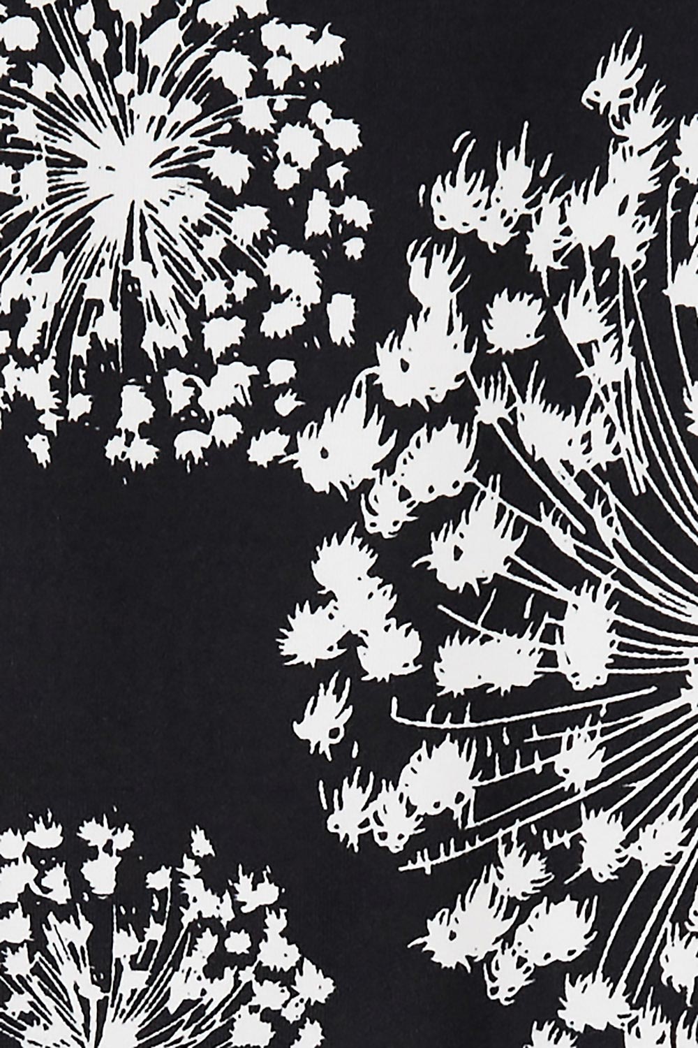 Product shot of The Lined Jersey Dress in colour Blooms (Black), detail