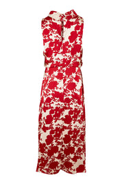 Product shot of The Printed Roll Neck Dress in colour Blossom (Red), from the back