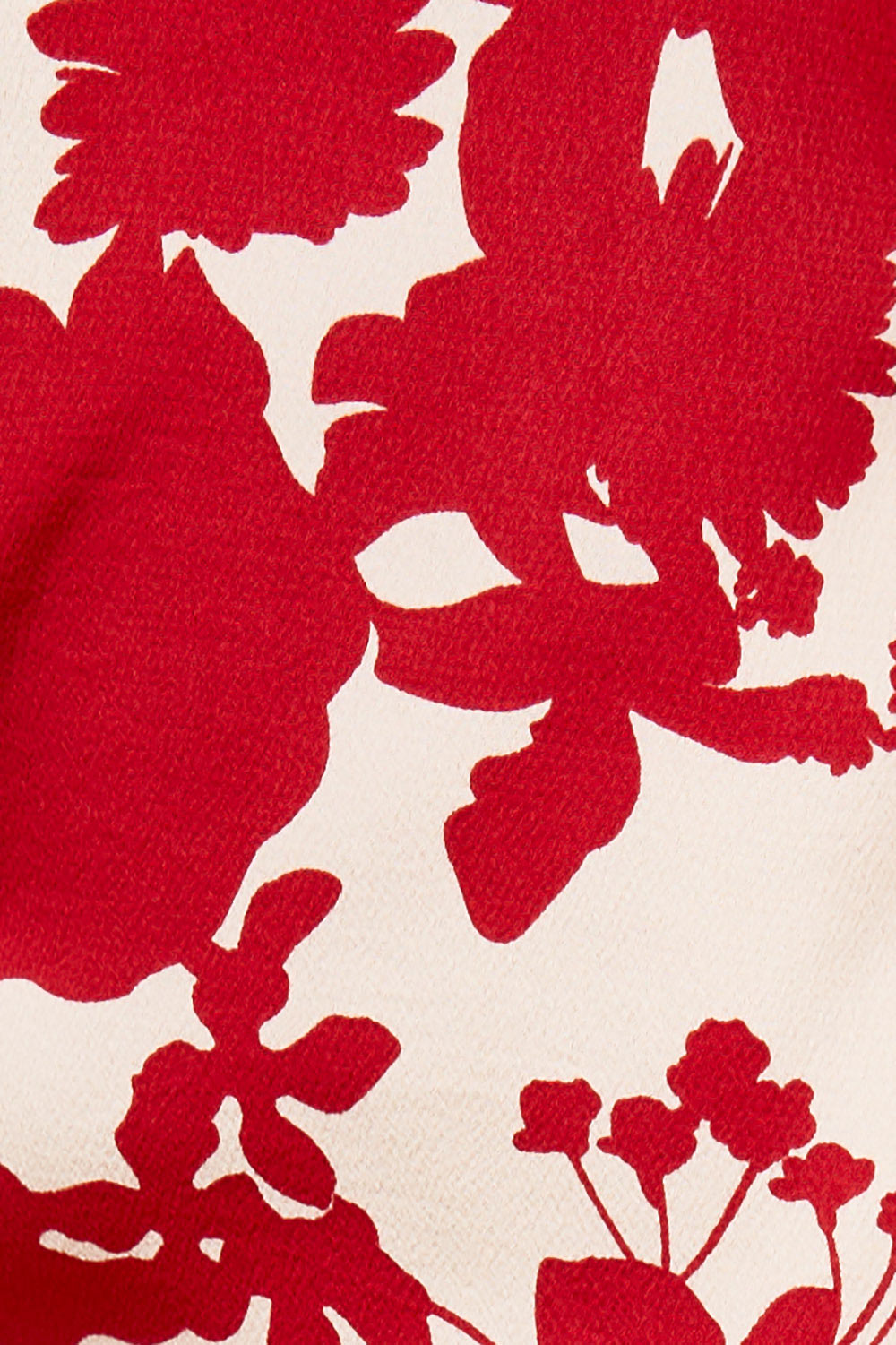 Product shot of The Printed Roll Neck Dress in colour Blossom (Red), detail