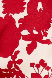 Product shot of The Printed Roll Neck Dress in colour Blossom (Red), detail