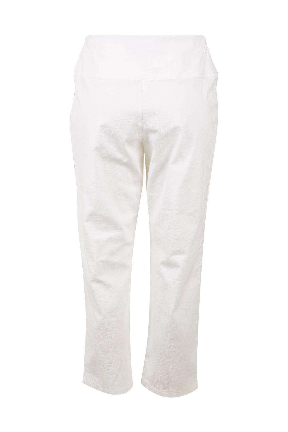 Product shot of The Cotton Stretch Pull On Pant in colour Pearl (White), from the back