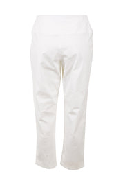 Product shot of The Cotton Stretch Pull On Pant in colour Pearl (White), from the back
