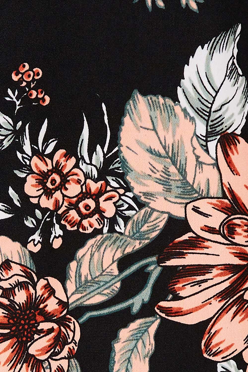 Product shot of The Knot Waist Detail Blouse in colour Blackfleur (Black), detail