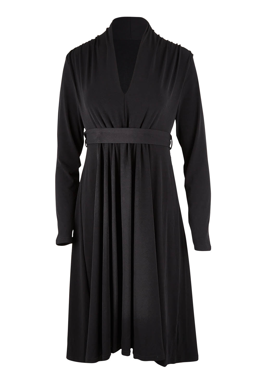 Product shot of The Desk To Date Dress in colour Black (Black), from the front