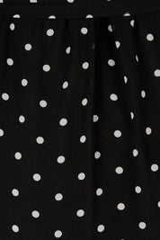 Product shot of The Printed Chiffon Puff Sleeve Dress in colour Polkadot (Black), detail