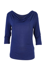 Product shot of The Reversible Cowl Neck Top in colour Deepnavy (Blue), detail