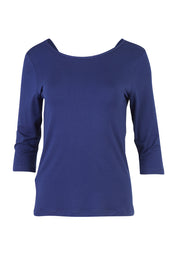 Product shot of The Reversible Cowl Neck Top in colour Deepnavy (Blue), from the front