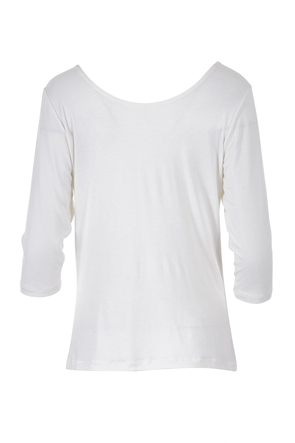Product shot of The Reversible Cowl Neck Top in colour White (White), from the back