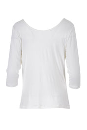 Product shot of The Reversible Cowl Neck Top in colour White (White), from the back