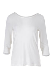 Product shot of The Reversible Cowl Neck Top in colour White (White), detail