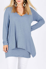 Preloved Belle V Neck Forgiver Tunic - Blue Marle