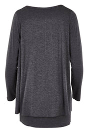 Product shot of the Belle V Neck Forgiver Tunic in colour Charcoal (Grey), from the back