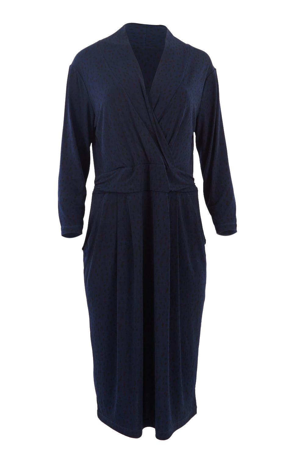 Product shot of the Belle Jersey Pockets Dress in colour BluePrint (Blue), from the front