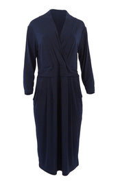 Product shot of the Belle Jersey Pockets Dress in colour BluePrint (Blue), from the front
