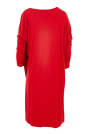 Product shot of the Belle Jersey Drapey Dress in colour Red (Red), from the back