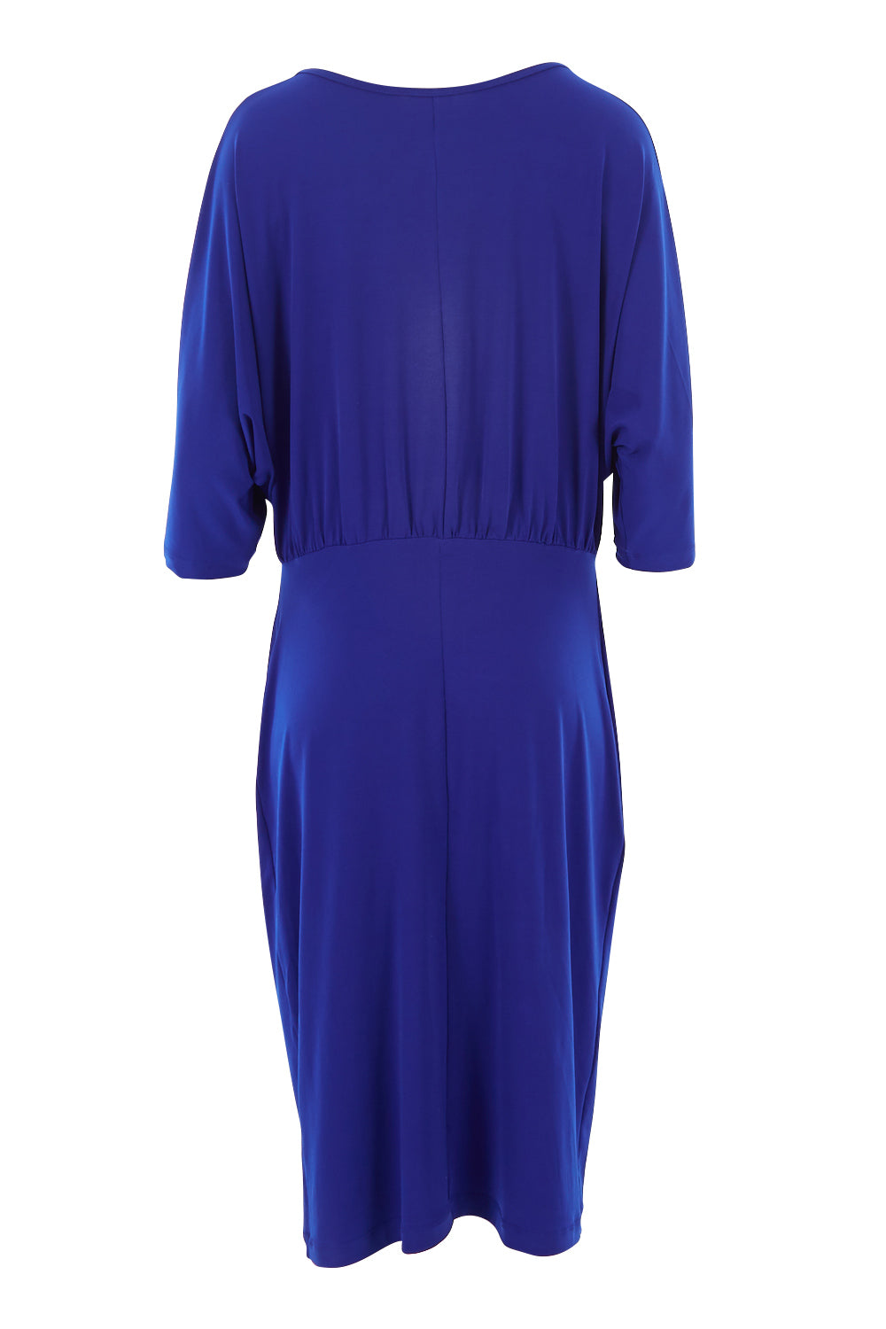 Product shot of the Belle Knot Front Cocktail Dress in colour Electric (Blue), from the back