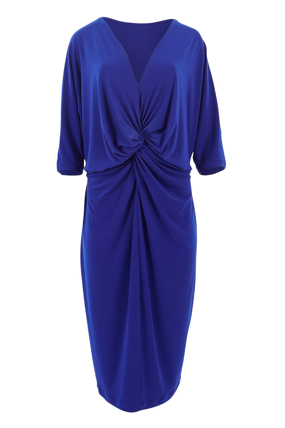 Product shot of the Belle Knot Front Cocktail Dress in colour Electric (Blue), from the front