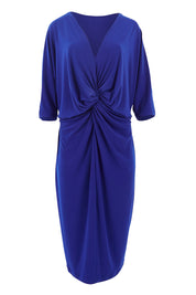 Product shot of the Belle Knot Front Cocktail Dress in colour Electric (Blue), from the front