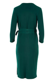 Product shot of the Belle Basic Wrap Dress in colour Pine (Green), from the back