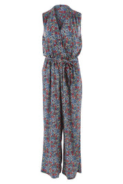 Product shot of the Belle Ditsy Floral Jumpsuit in colour Ditsyflora (Blue), from the front