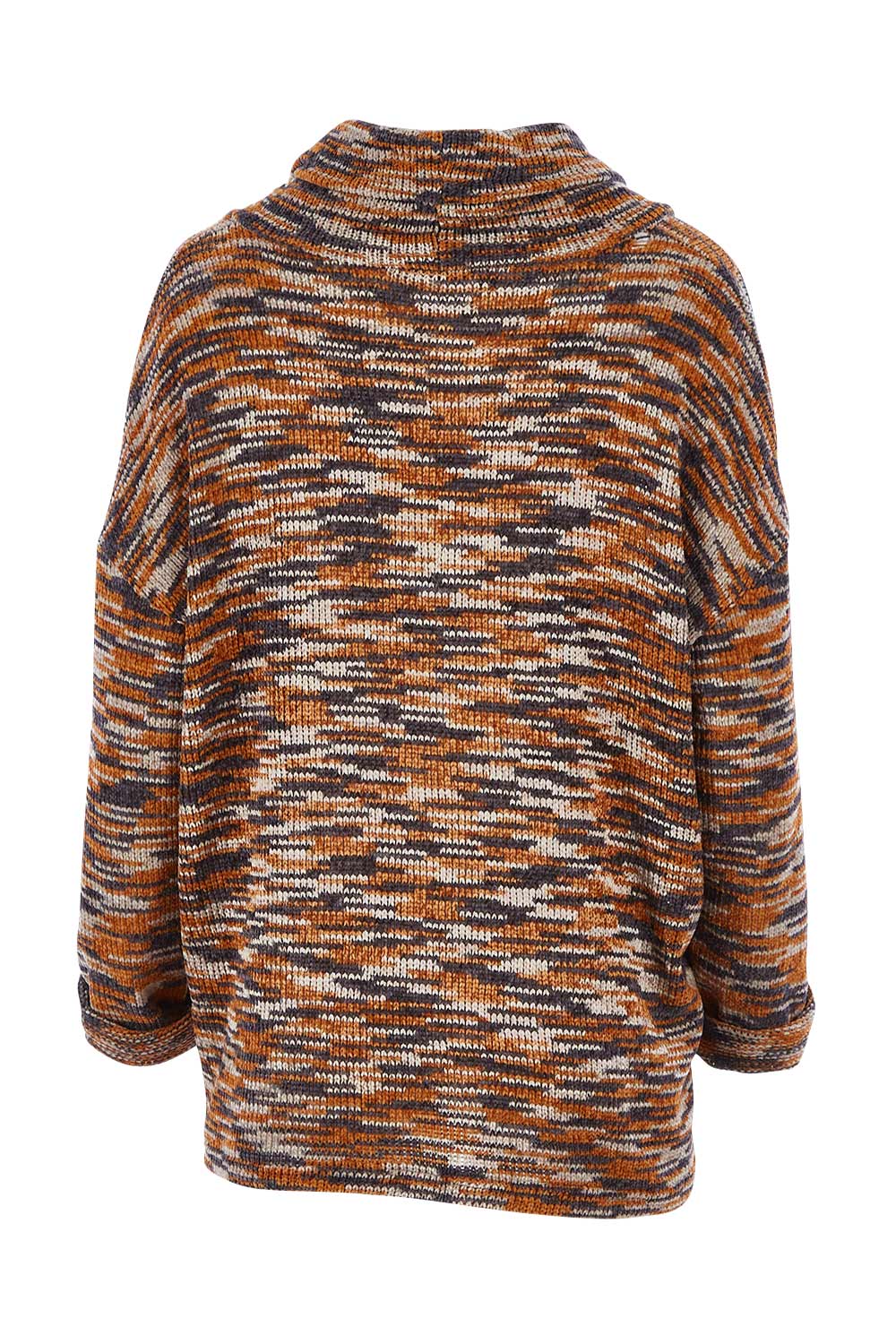 Product shot of the Belle Stripe Chenille Sweater in colour Naturals, from the back