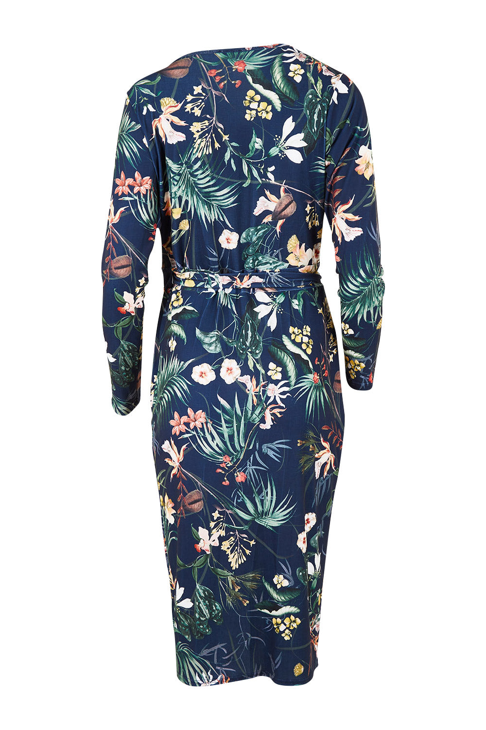 Product shot of the Belle Paradise Floral Dress in colour Paradise (Black), from the back