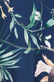 Product shot of the Belle Paradise Floral Dress in colour Paradise (Black), detail