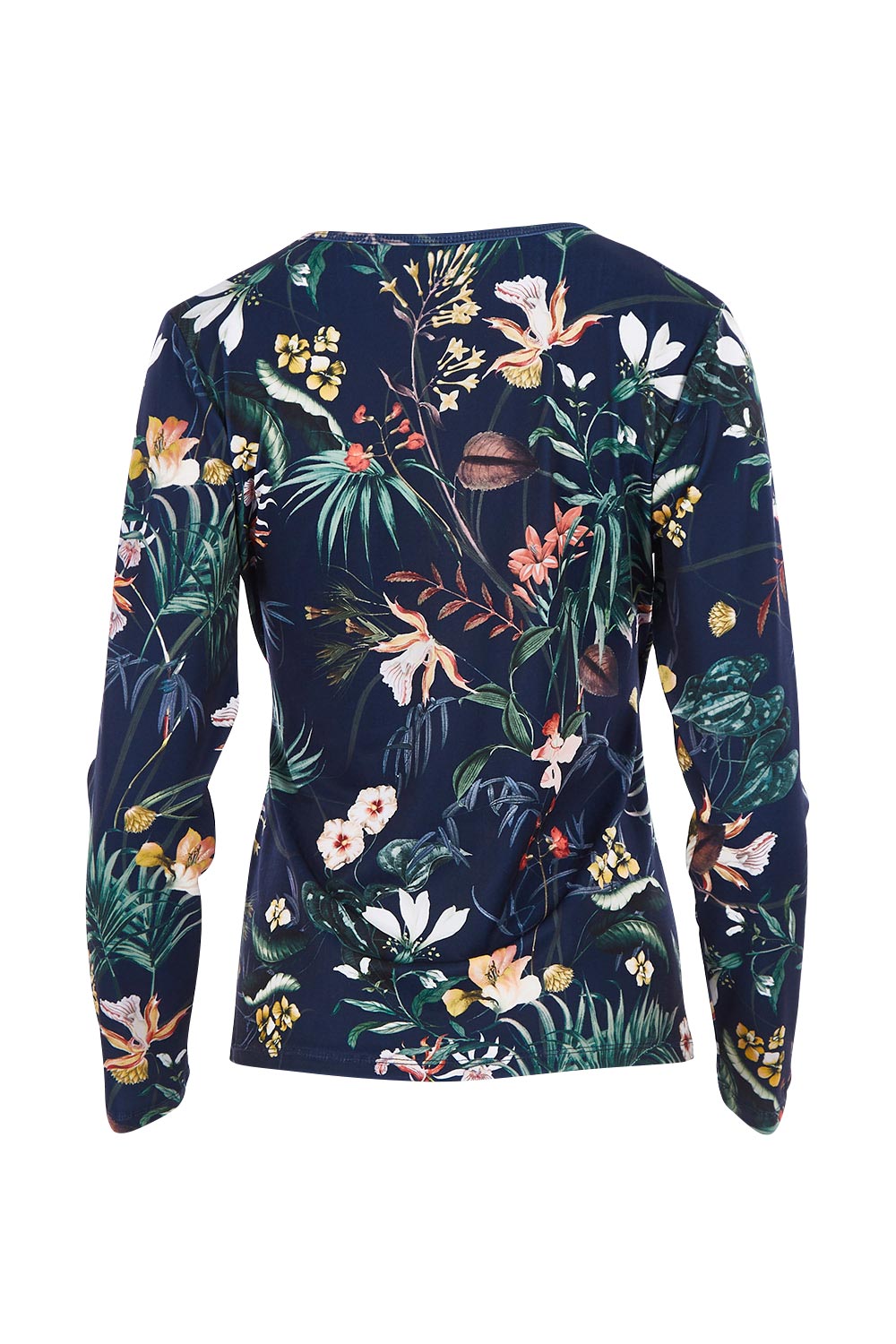 Product shot of the Belle Paradise Floral Top in colour Paradise (Black), from the back