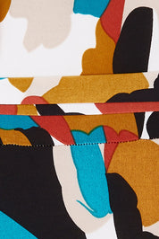 Product shot of the Belle X Over Full Skirt Dress in colour Multiprint, detail