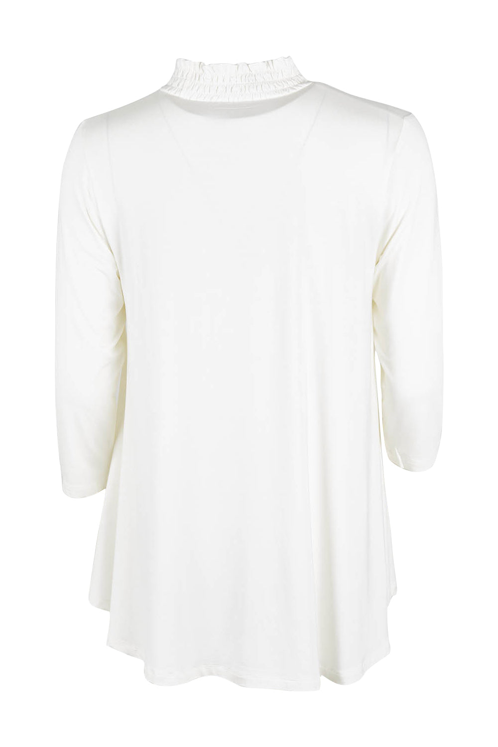 Product shot of the Belle Turtleneck Draped Bamboo Tee in colour Ivory (White), from the back