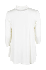 Product shot of the Belle Turtleneck Draped Bamboo Tee in colour Ivory (White), from the back