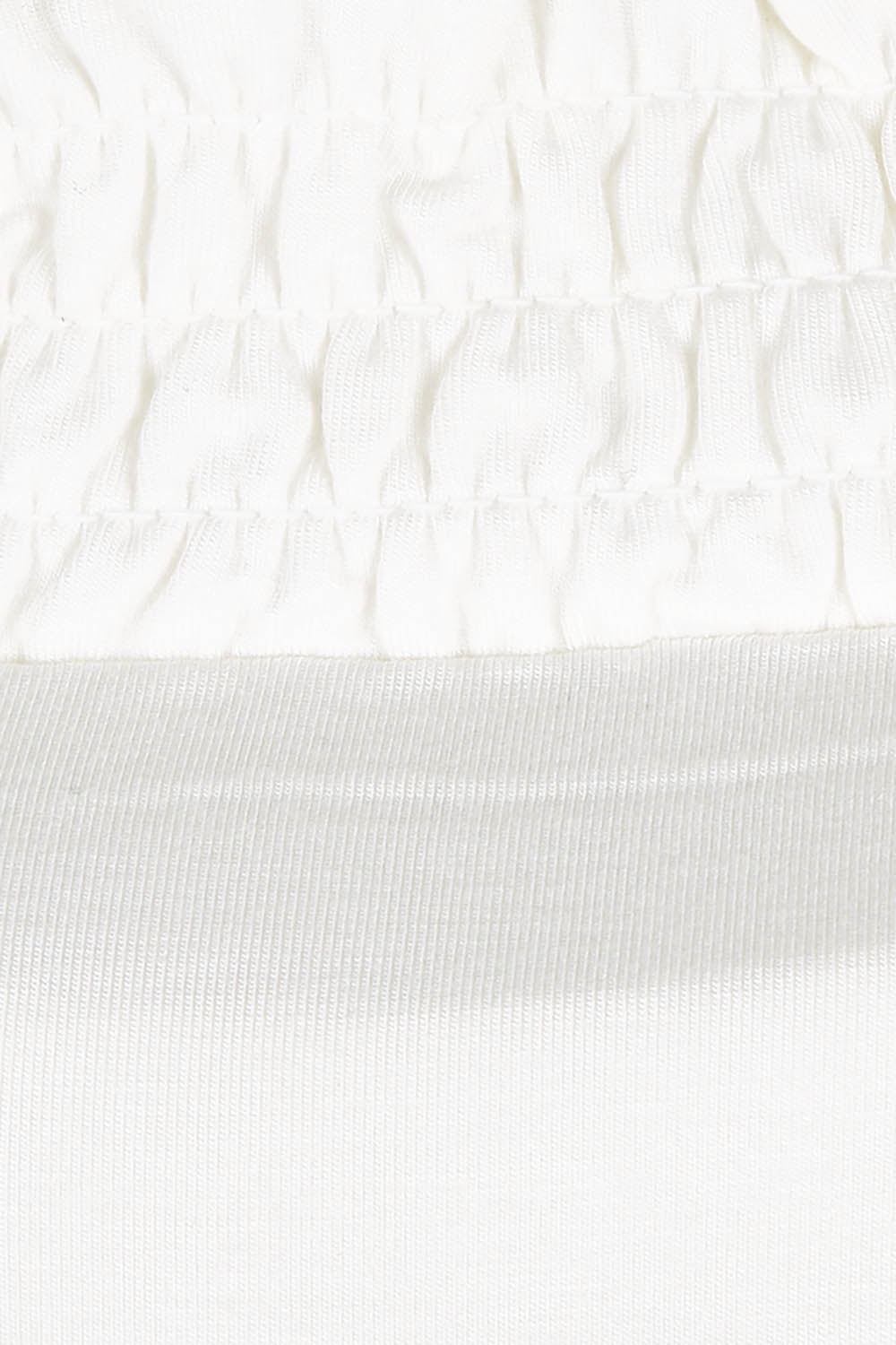 Product shot of the Belle Turtleneck Draped Bamboo Tee in colour Ivory (White), detail