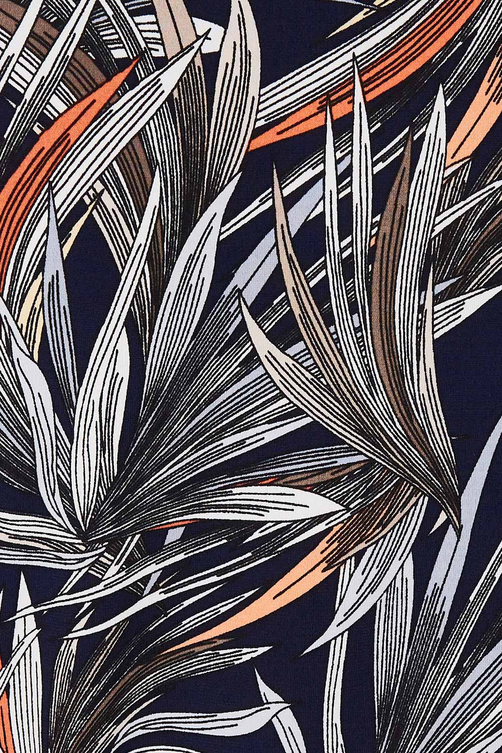 Product shot of the Belle Classic Lined Wrap Jersey Dress in colour Navyprint (Blue), detail