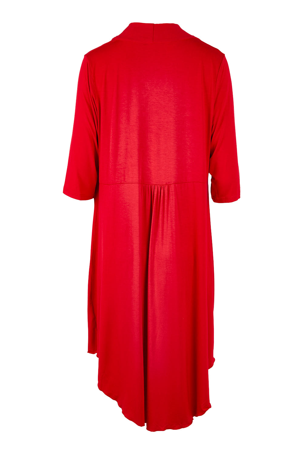 Product shot of the Belle Luxe Bamboo Cardigan in colour Red (Red), from the back