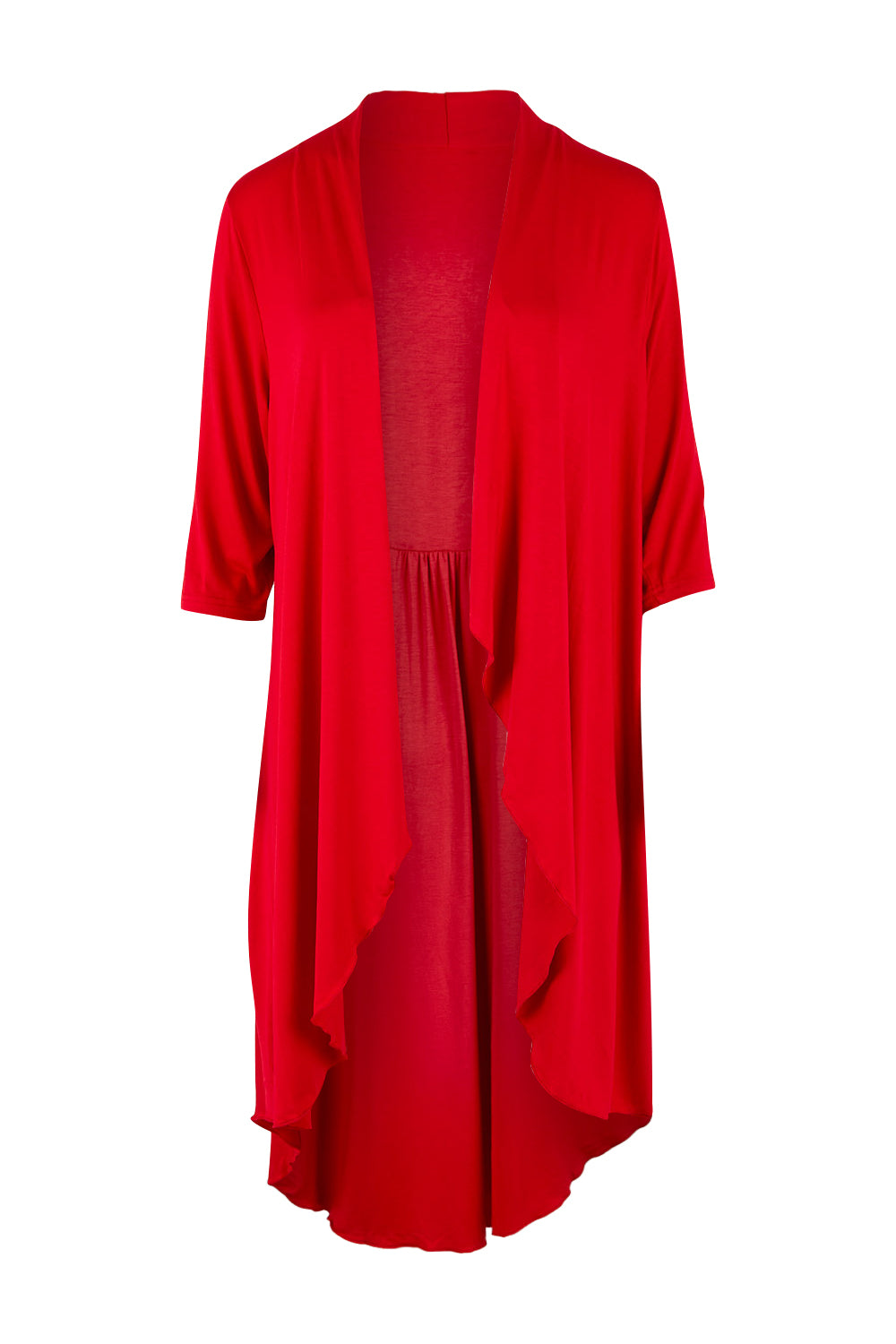 Product shot of the Belle Luxe Bamboo Cardigan in colour Red (Red), from the front