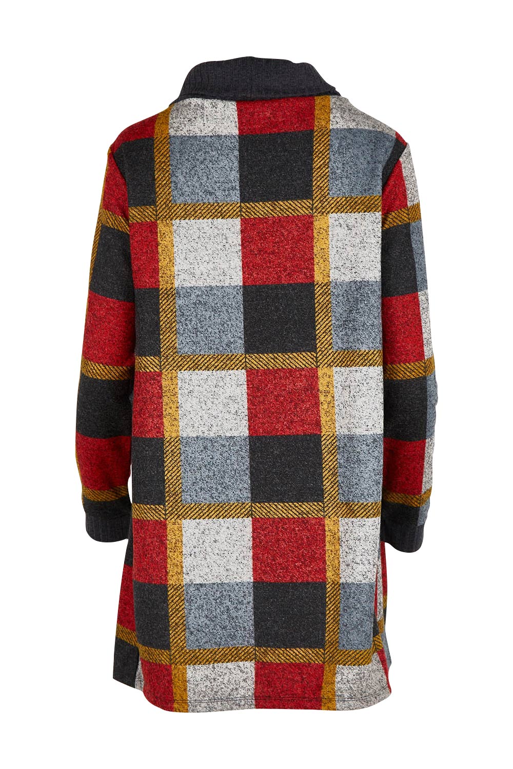 Product shot of the Belle Roll Neck Tunic in colour Multiprint (Grey), from the back