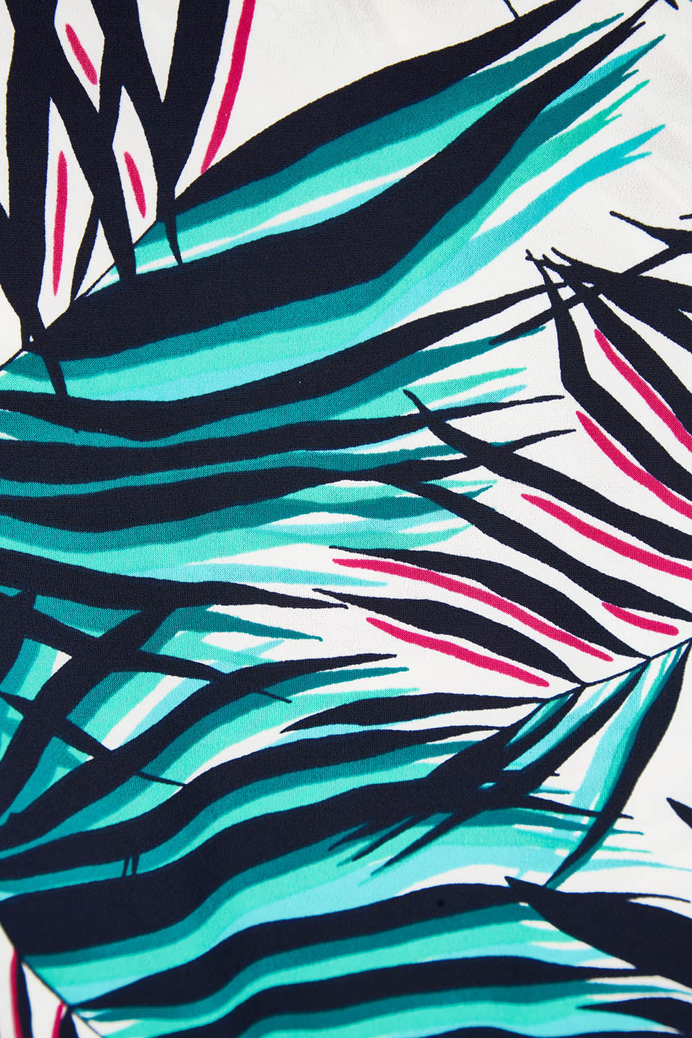 Product shot of the Belle Sleeveless Full Skirt Dress in colour Palmprint (Blue), detail