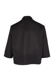 Product shot of the Belle Cotton Sateen Cropped Jacket in colour Black (Black), from the back