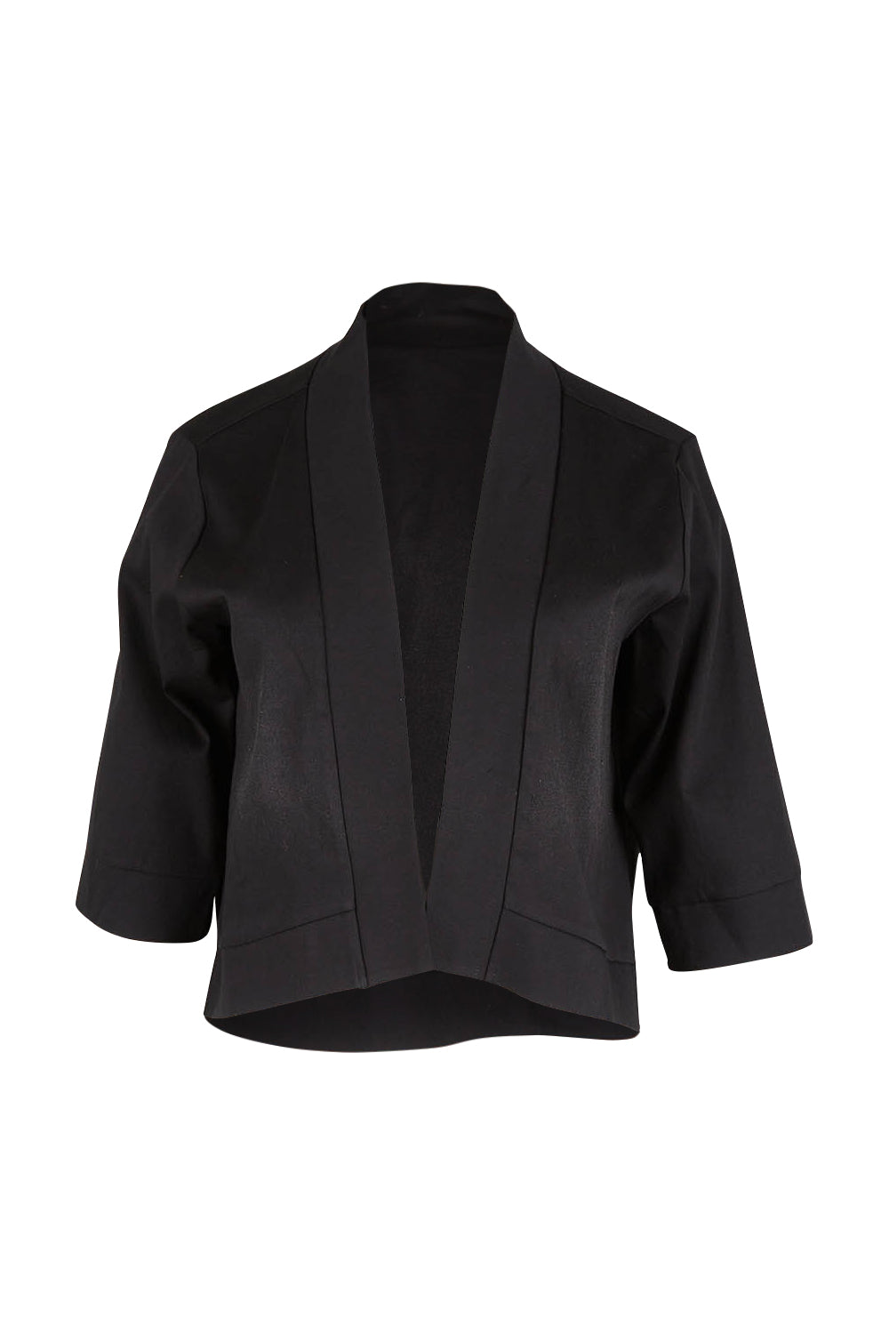 Product shot of the Belle Cotton Sateen Cropped Jacket in colour Black (Black), from the front